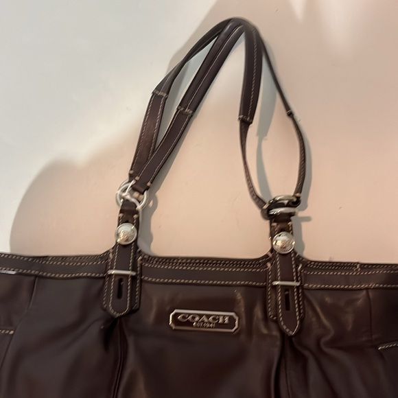 Coach Dark Brown Leather Tote - Picture 10 of 11